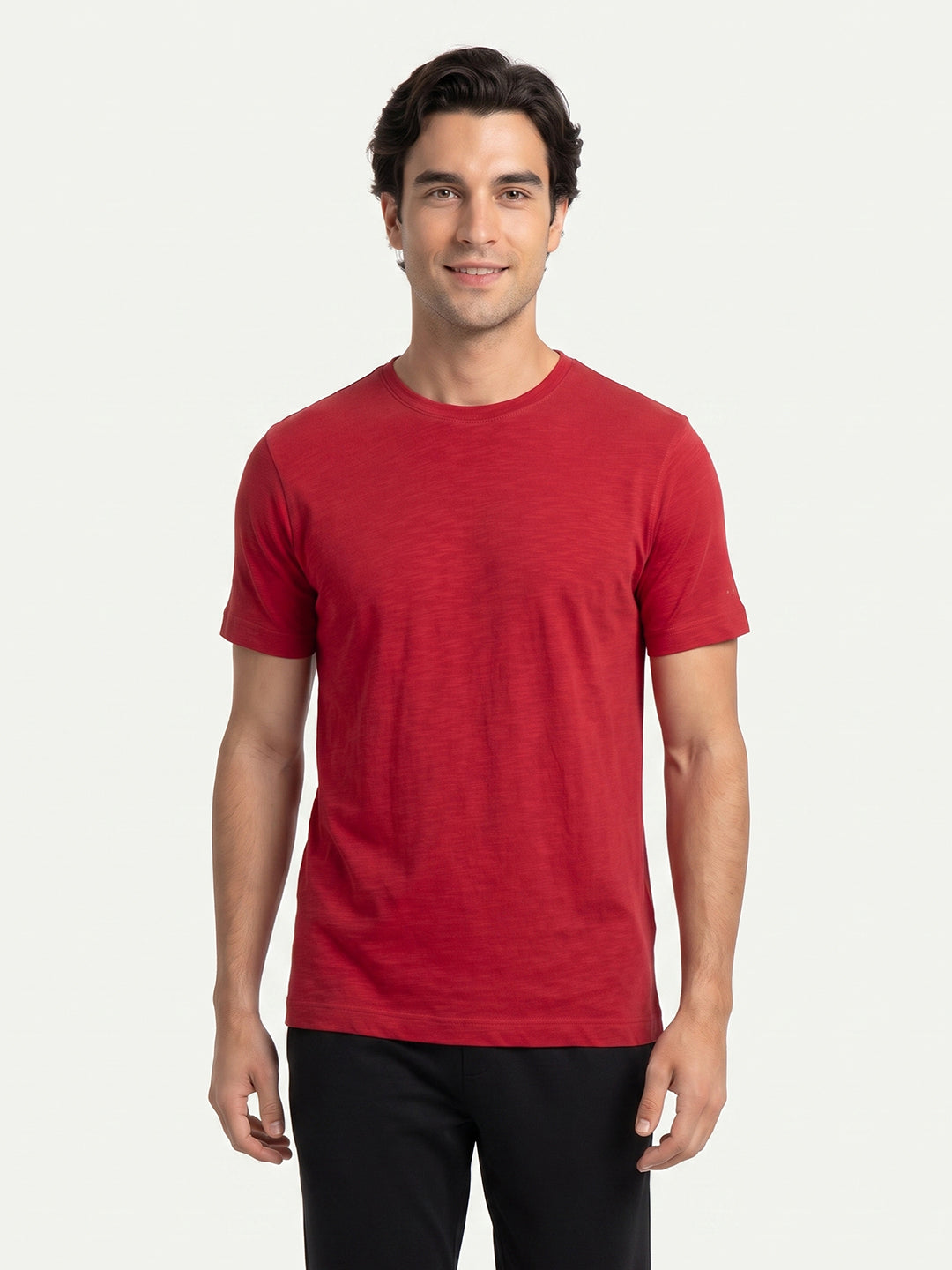 Park Avenue Men Red Regular Fit Round Neck Collar T-Shirt