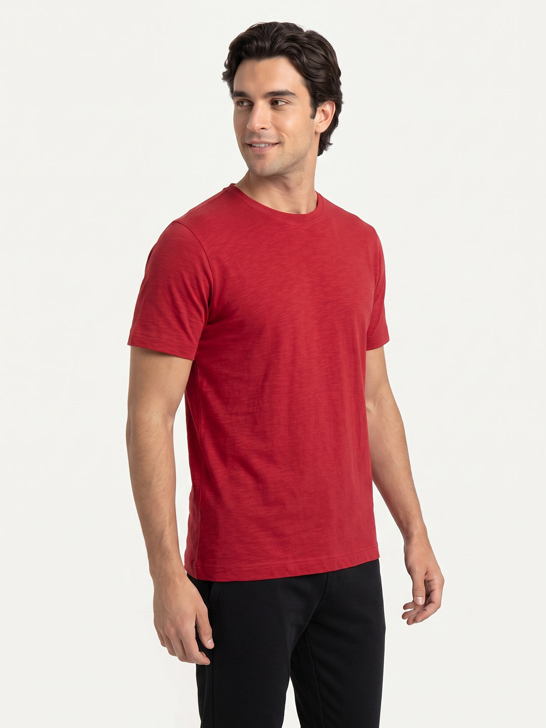 Park Avenue Men Red Regular Fit Round Neck Collar T-Shirt