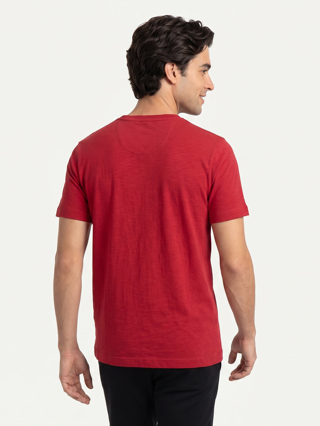 Park Avenue Men Red Regular Fit Round Neck Collar T-Shirt