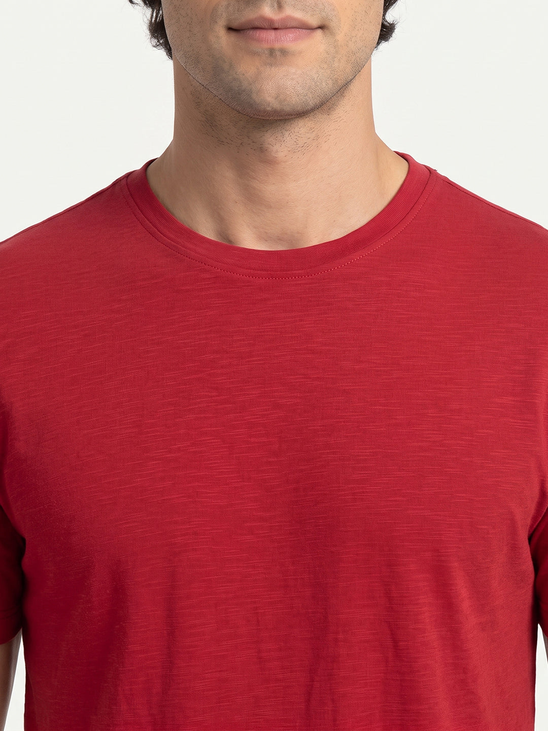 Park Avenue Men Red Regular Fit Round Neck Collar T-Shirt