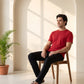 Park Avenue Men Red Regular Fit Round Neck Collar T-Shirt