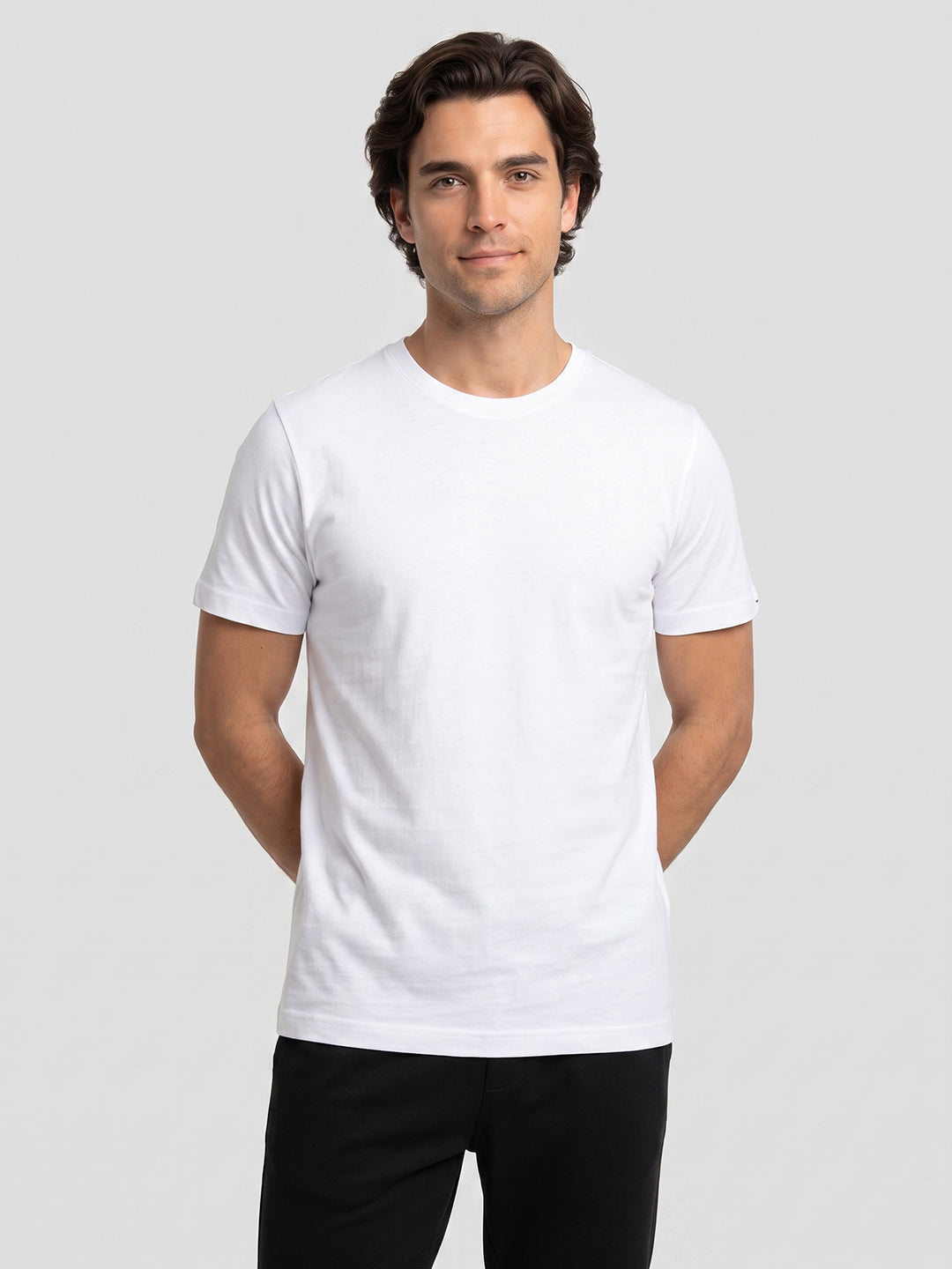 Park Avenue Men White Regular Fit Round Neck Collar T-Shirt