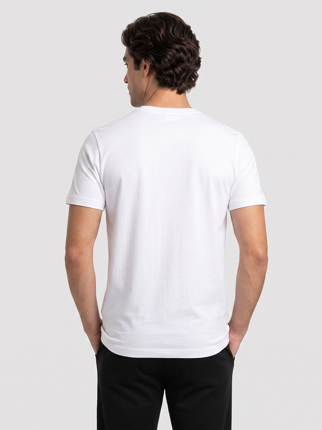 Park Avenue Men White Regular Fit Round Neck Collar T-Shirt