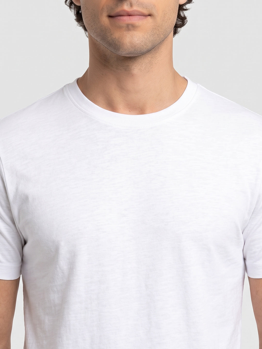 Park Avenue Men White Regular Fit Round Neck Collar T-Shirt