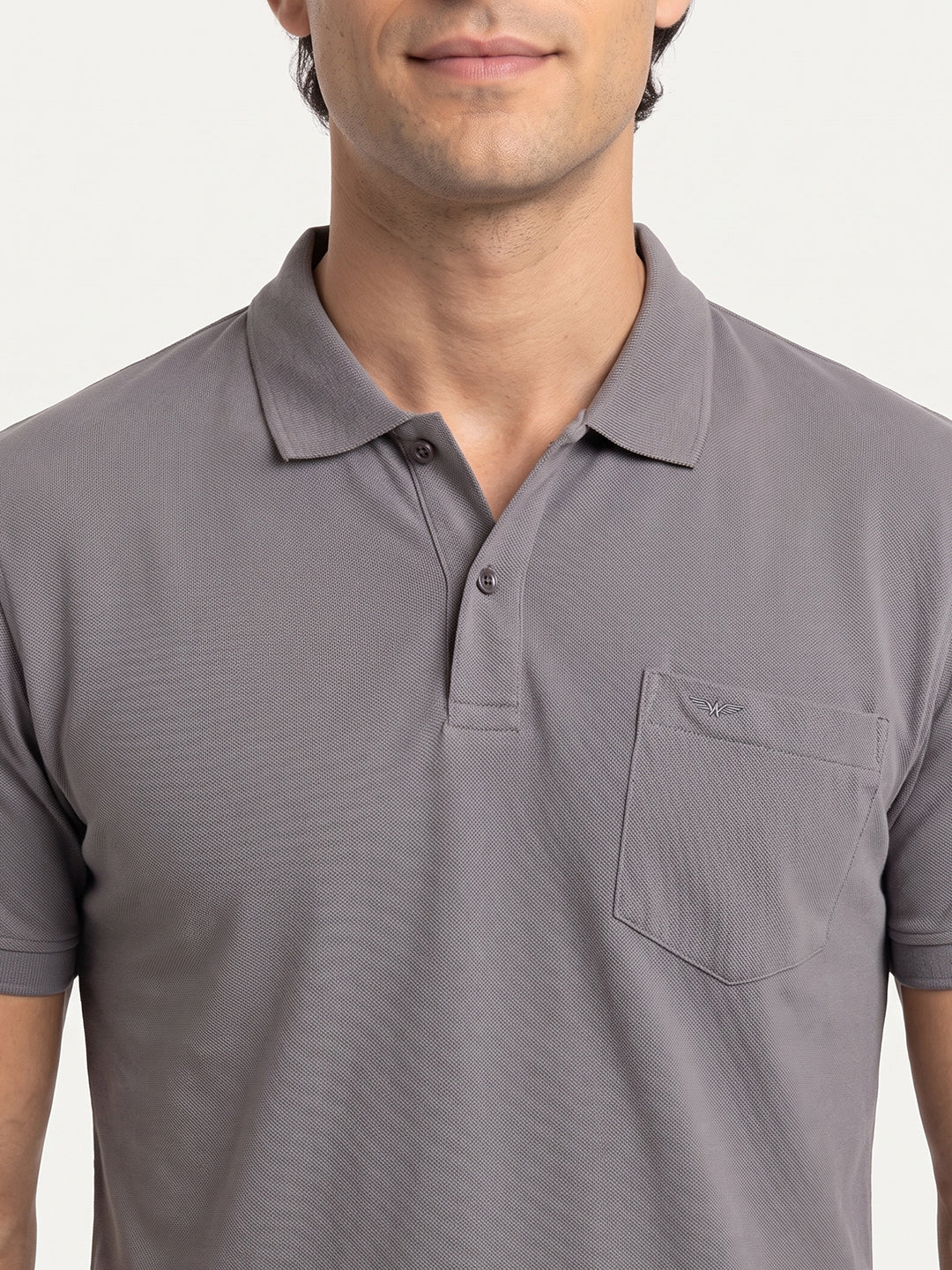 Park Avenue Men Grey Polo Neck Collar T-Shirt