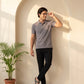 Park Avenue Men Grey Polo Neck Collar T-Shirt