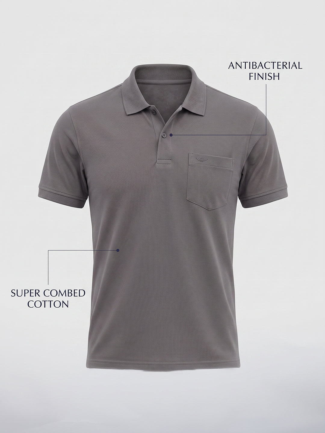 Park Avenue Men Grey Polo Neck Collar T-Shirt