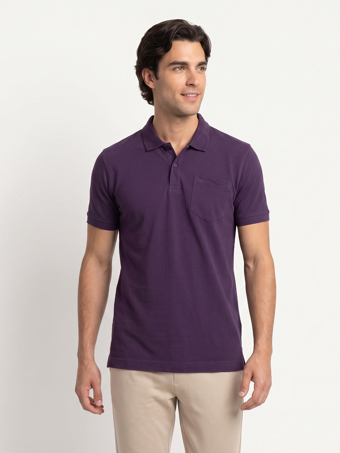 Park Avenue Men Maroon Polo Neck Collar T-Shirt