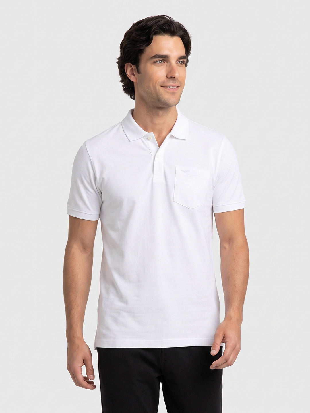 Park Avenue Men White Polo Neck Collar T-Shirt