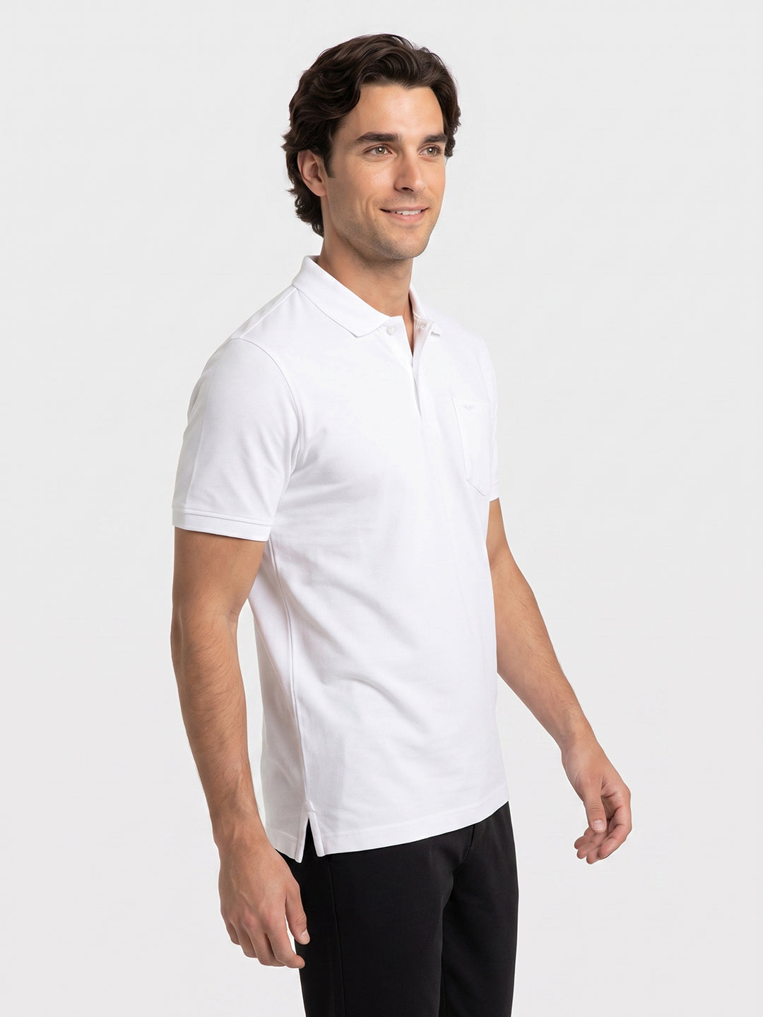 Park Avenue Men White Polo Neck Collar T-Shirt