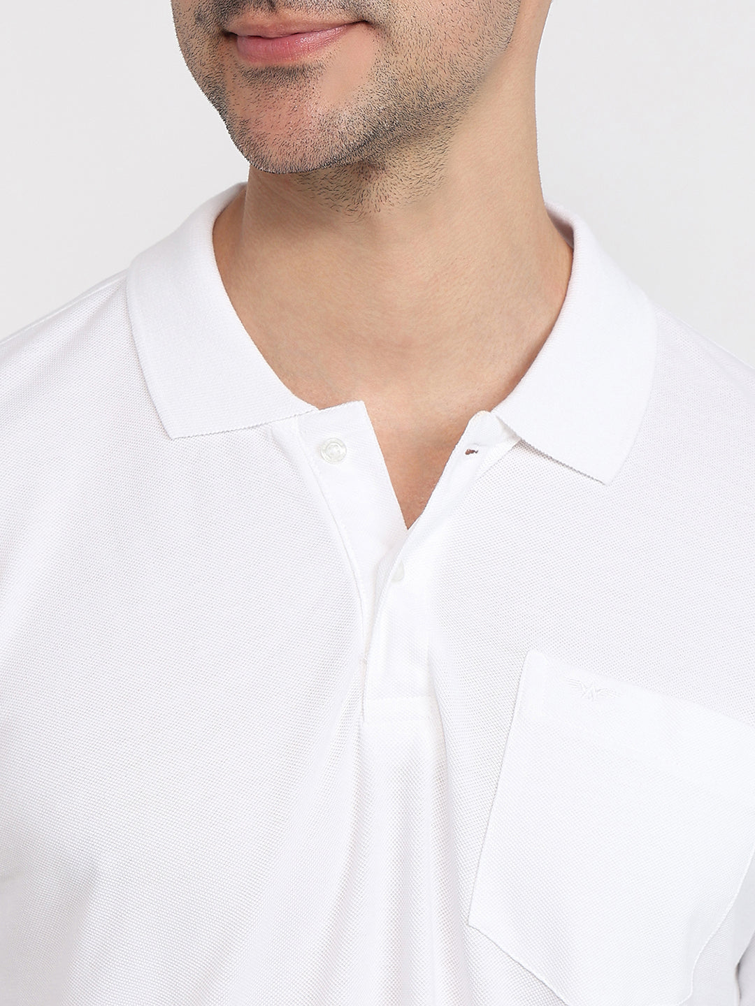 Park Avenue Men White Polo Neck Collar T-Shirt