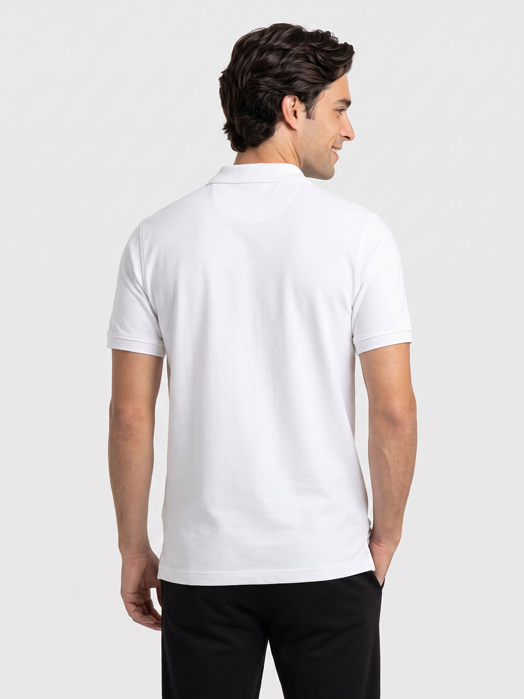 Park Avenue Men White Polo Neck Collar T-Shirt