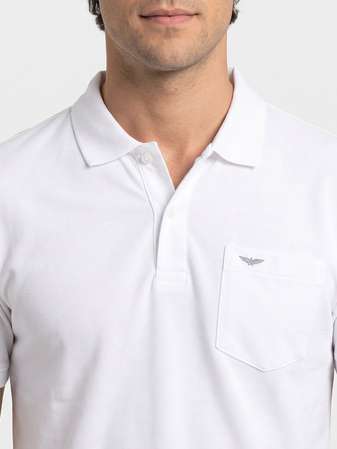 Park Avenue Men White Polo Neck Collar T-Shirt