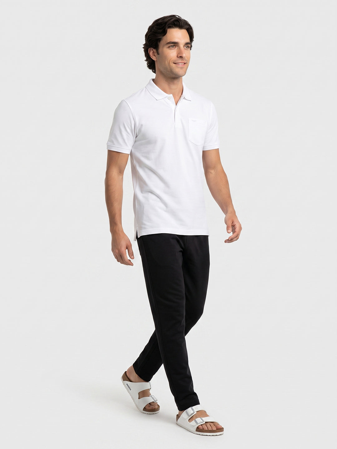 Park Avenue Men White Polo Neck Collar T-Shirt
