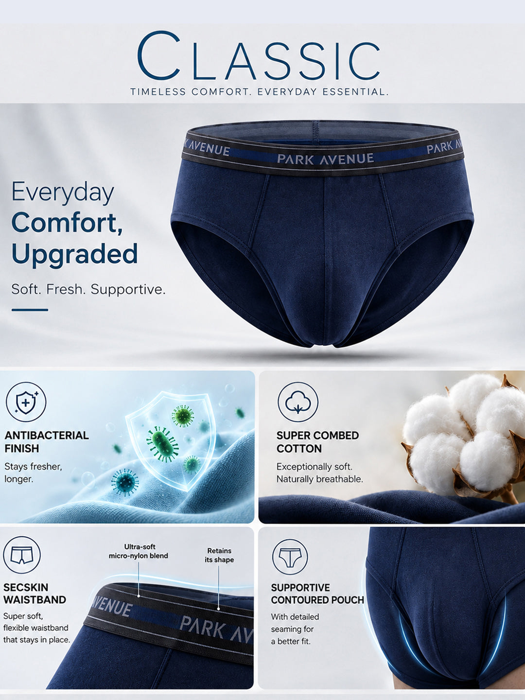 Park Avenue Men Grey Cotton Brief