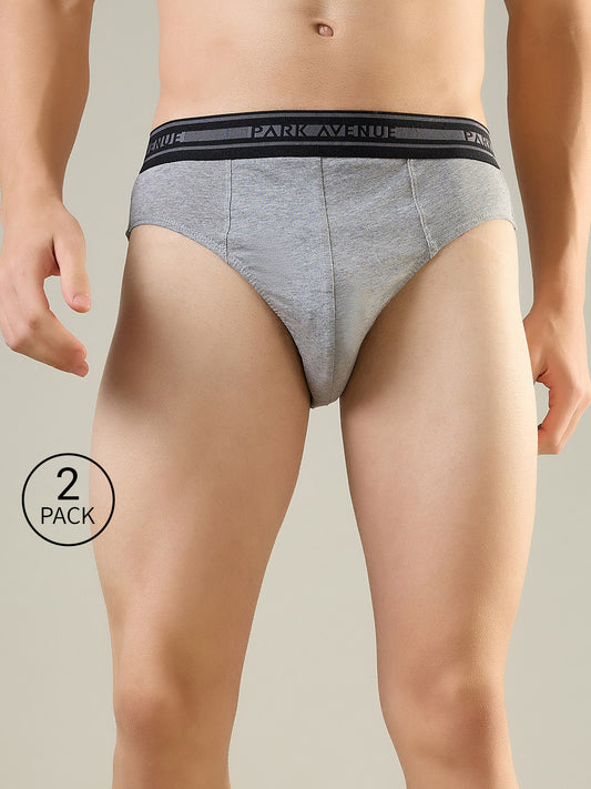 Park Avenue Men Grey Cotton Brief Pack Of 2