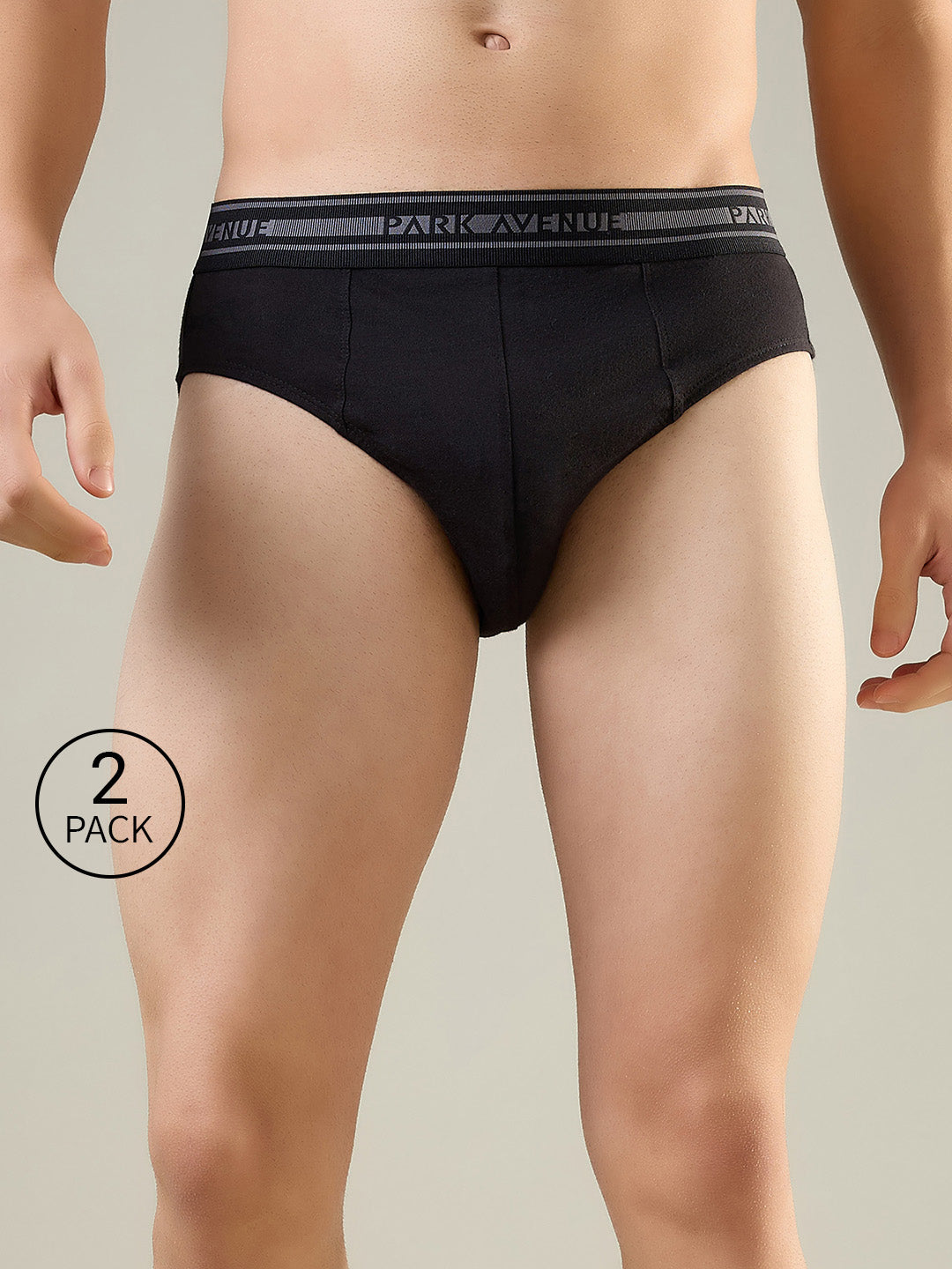 Park Avenue Men Black Cotton Brief Pack Of 2