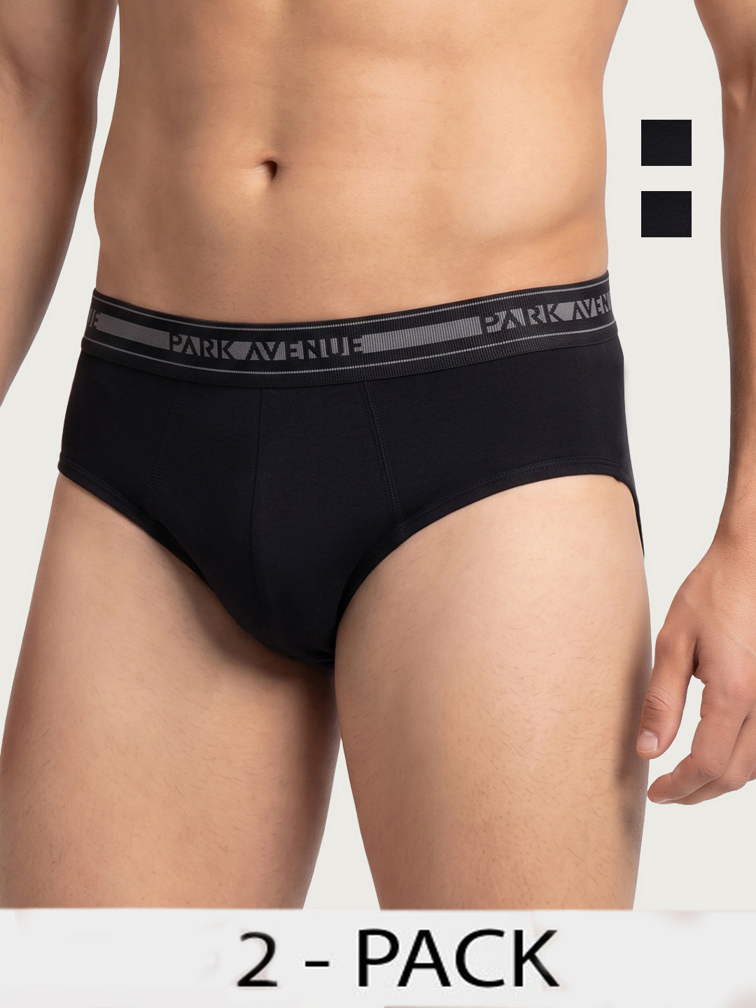 Park Avenue Men Black Cotton Brief Pack Of 2