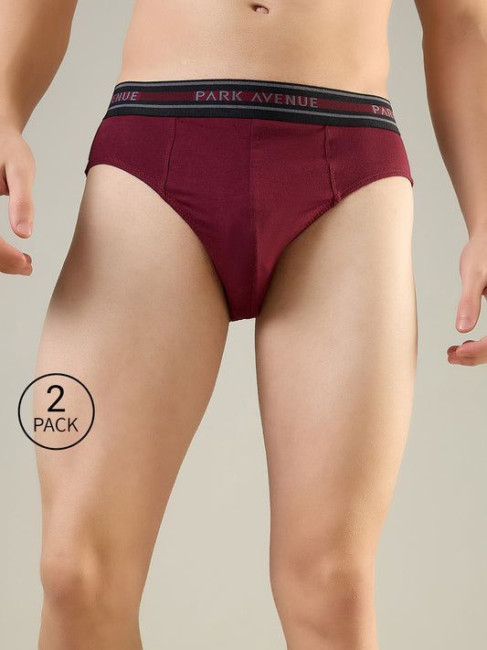 Park Avenue Men Maroon Cotton Brief Pack Of 2