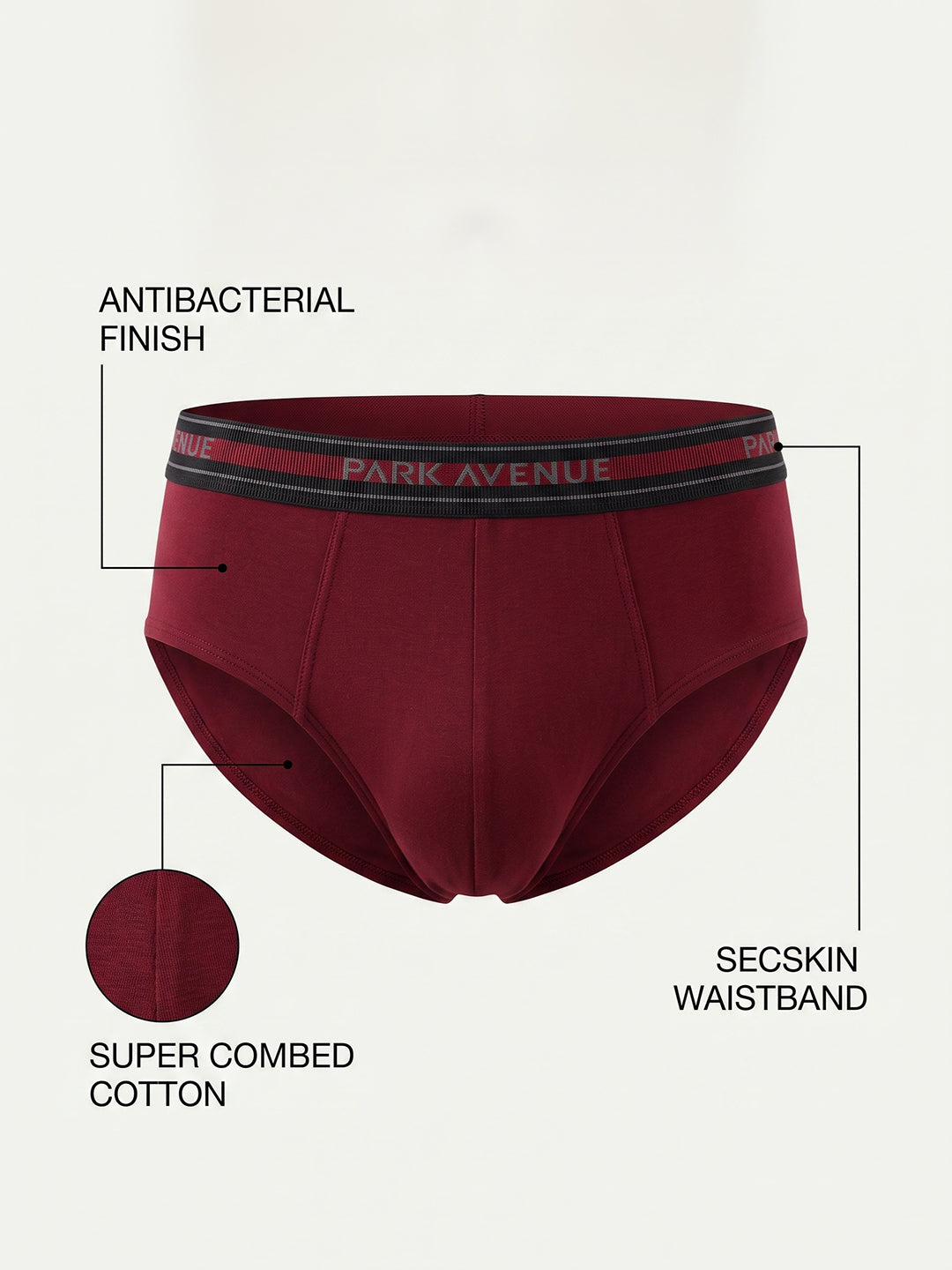 Park Avenue Men Maroon Cotton Brief Pack Of 2