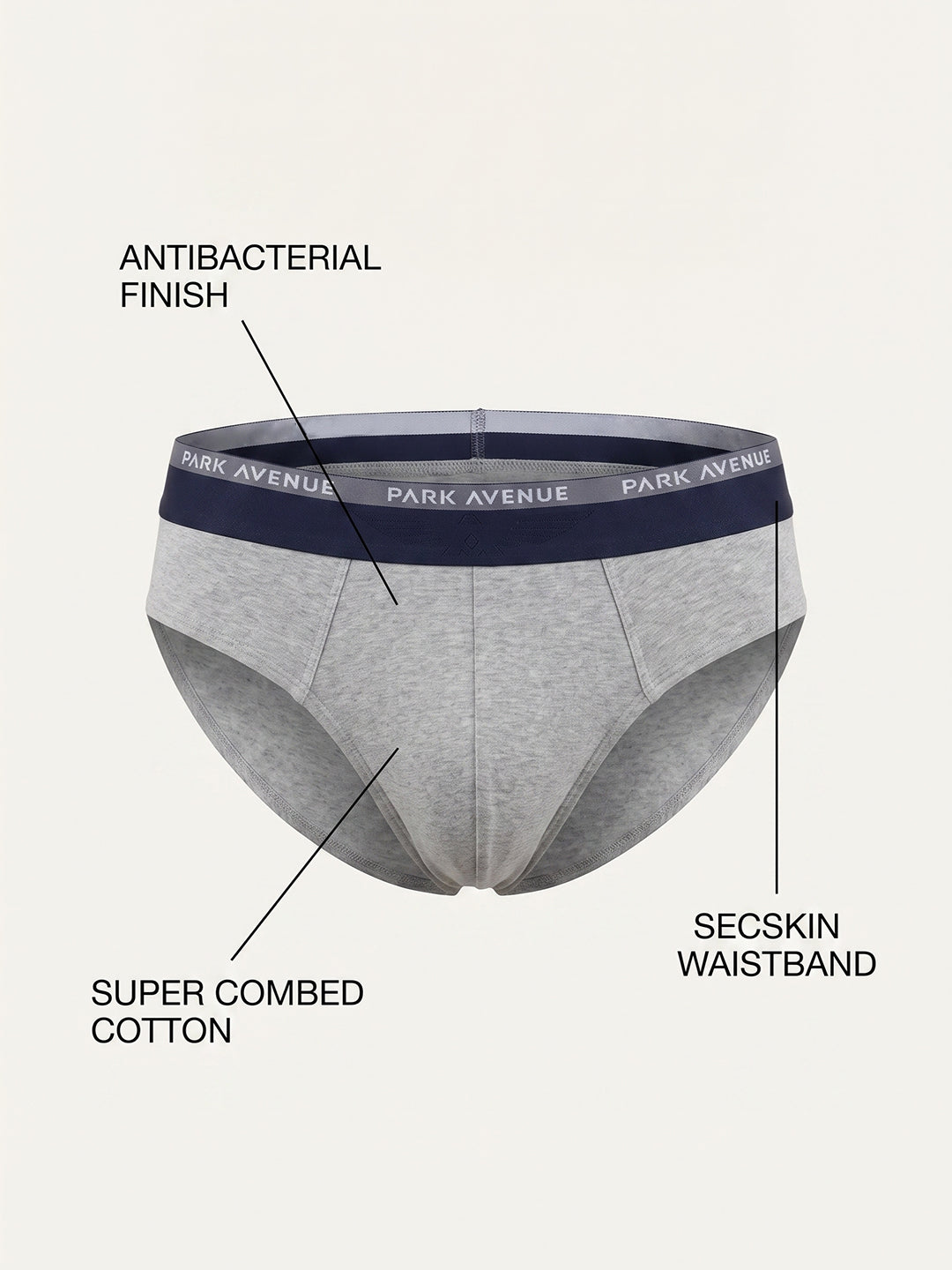Park Avenue Men Grey Cotton Blend Brief