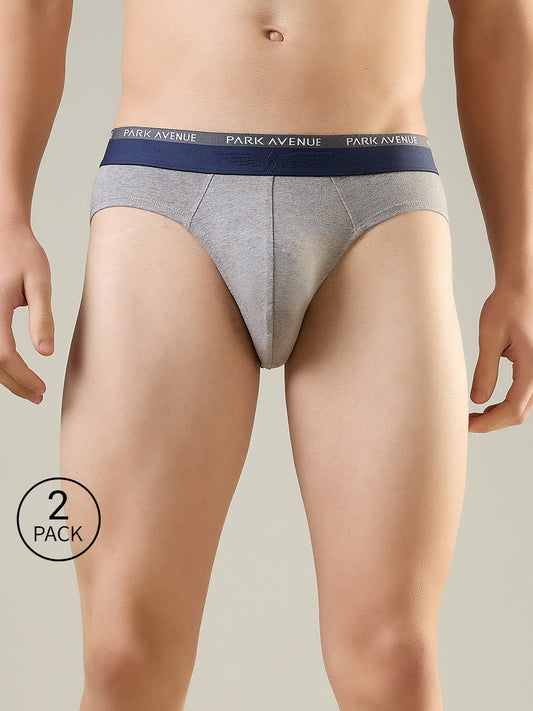 Park Avenue Men Grey Cotton Blend Brief Pack Of 2