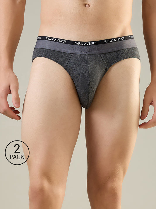 Park Avenue Men Grey Cotton Blend Brief Pack Of 2