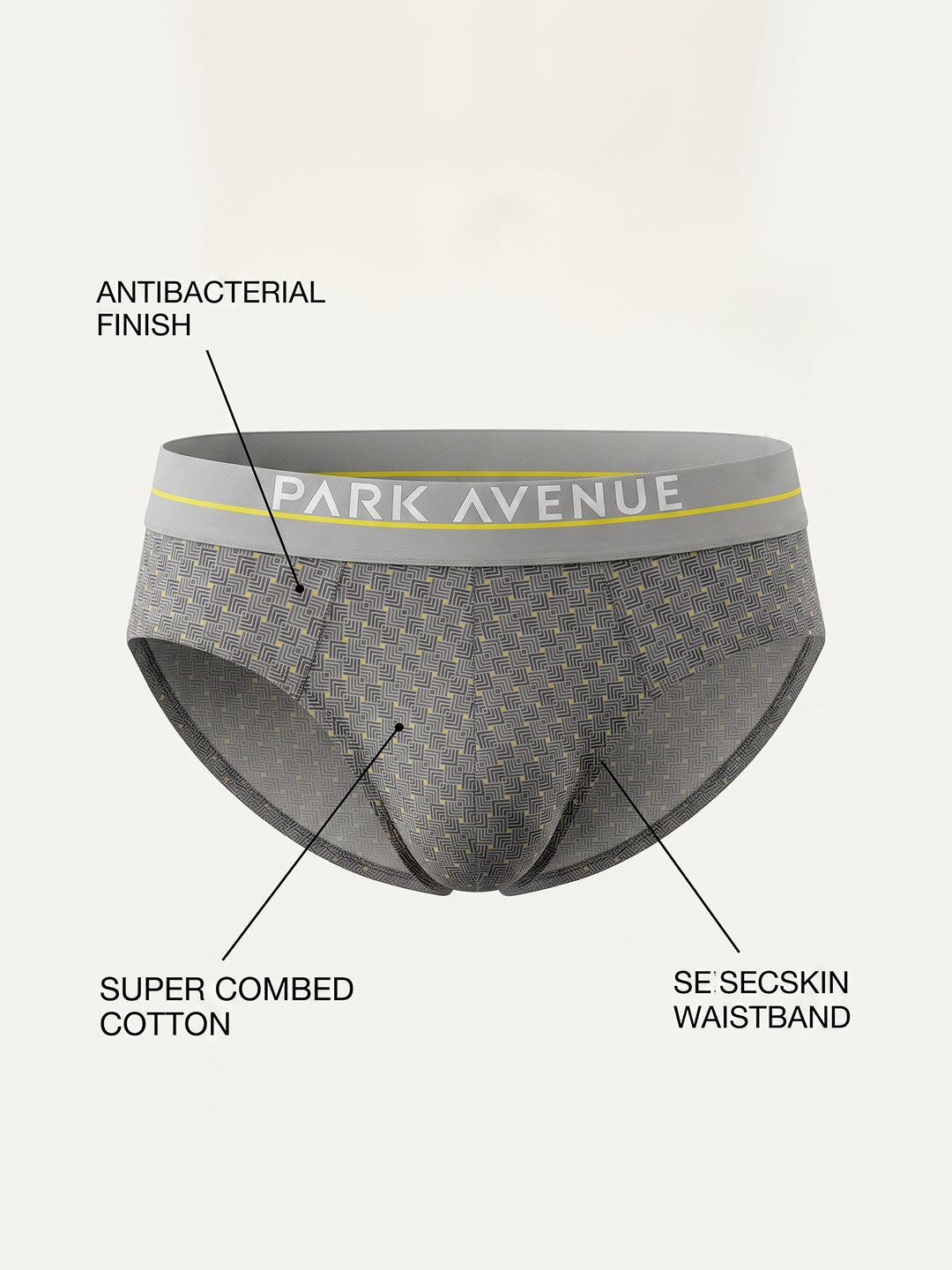 Park Avenue Men Grey Cotton Blend Brief