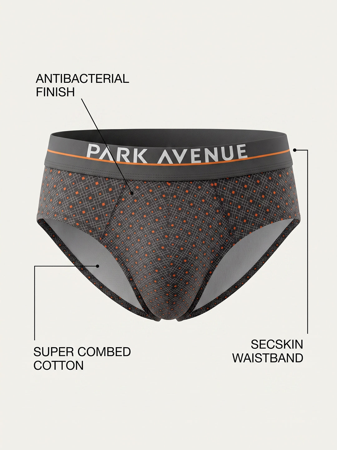 Park Avenue Men Grey Cotton Blend Brief
