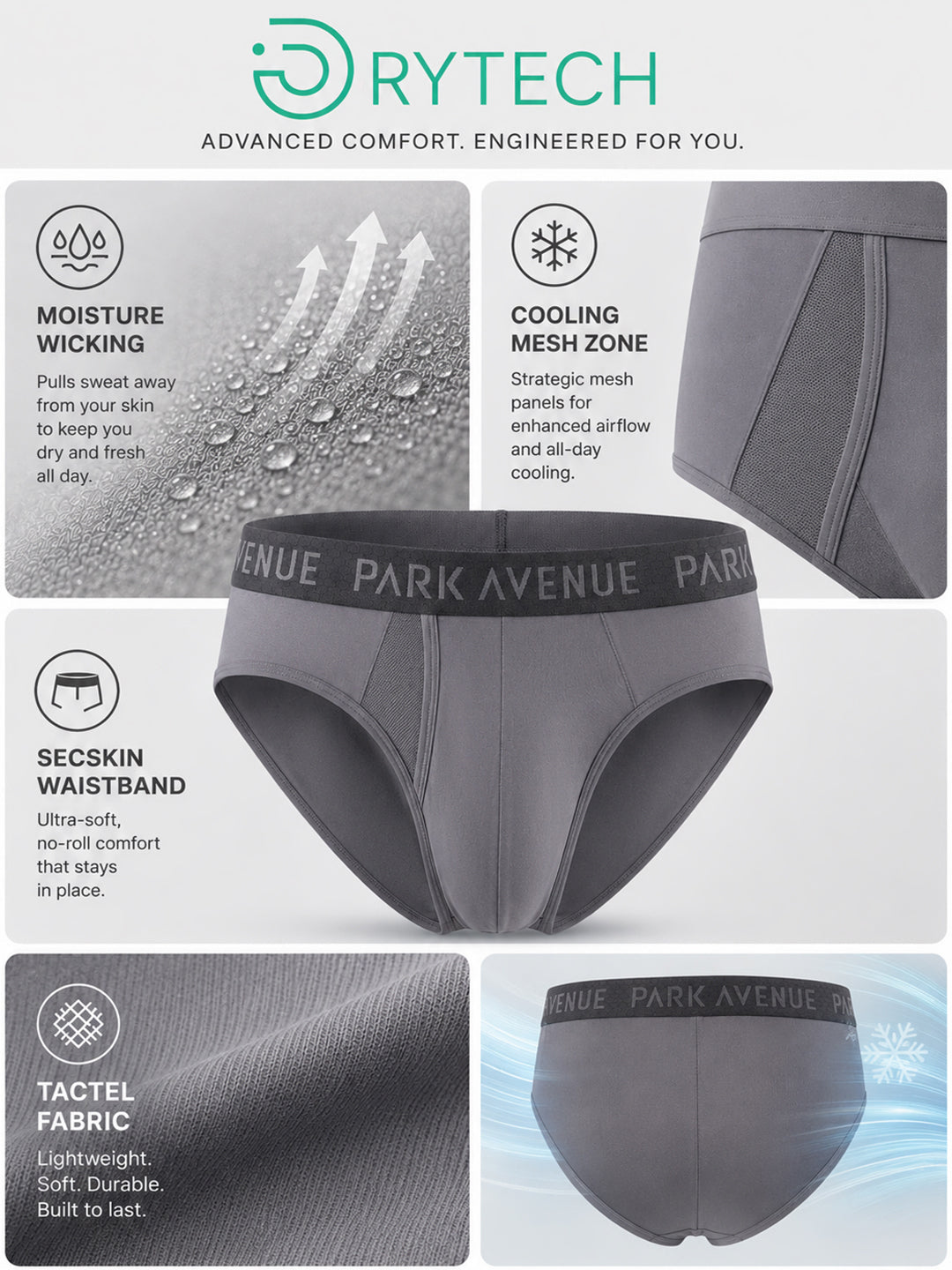 Park Avenue Men Blue Nylon Blend Brief