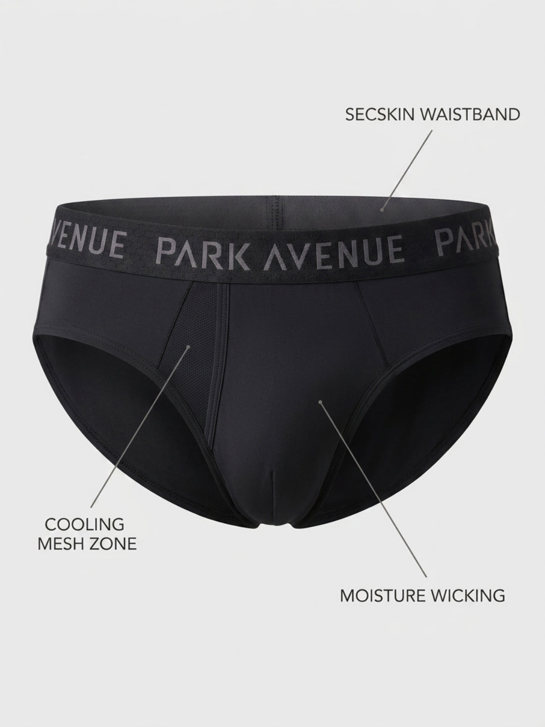 Park Avenue Men Black Nylon Blend Brief