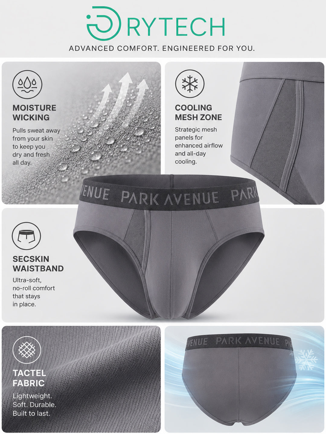 Park Avenue Men Black Nylon Blend Brief