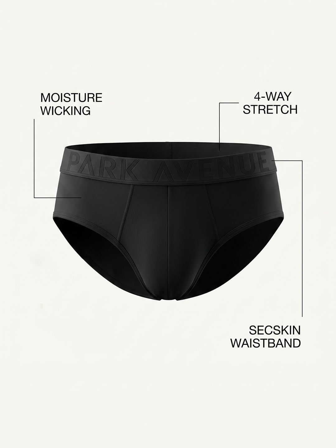 Park Avenue Men Black Tactel Nyloan Blend Brief