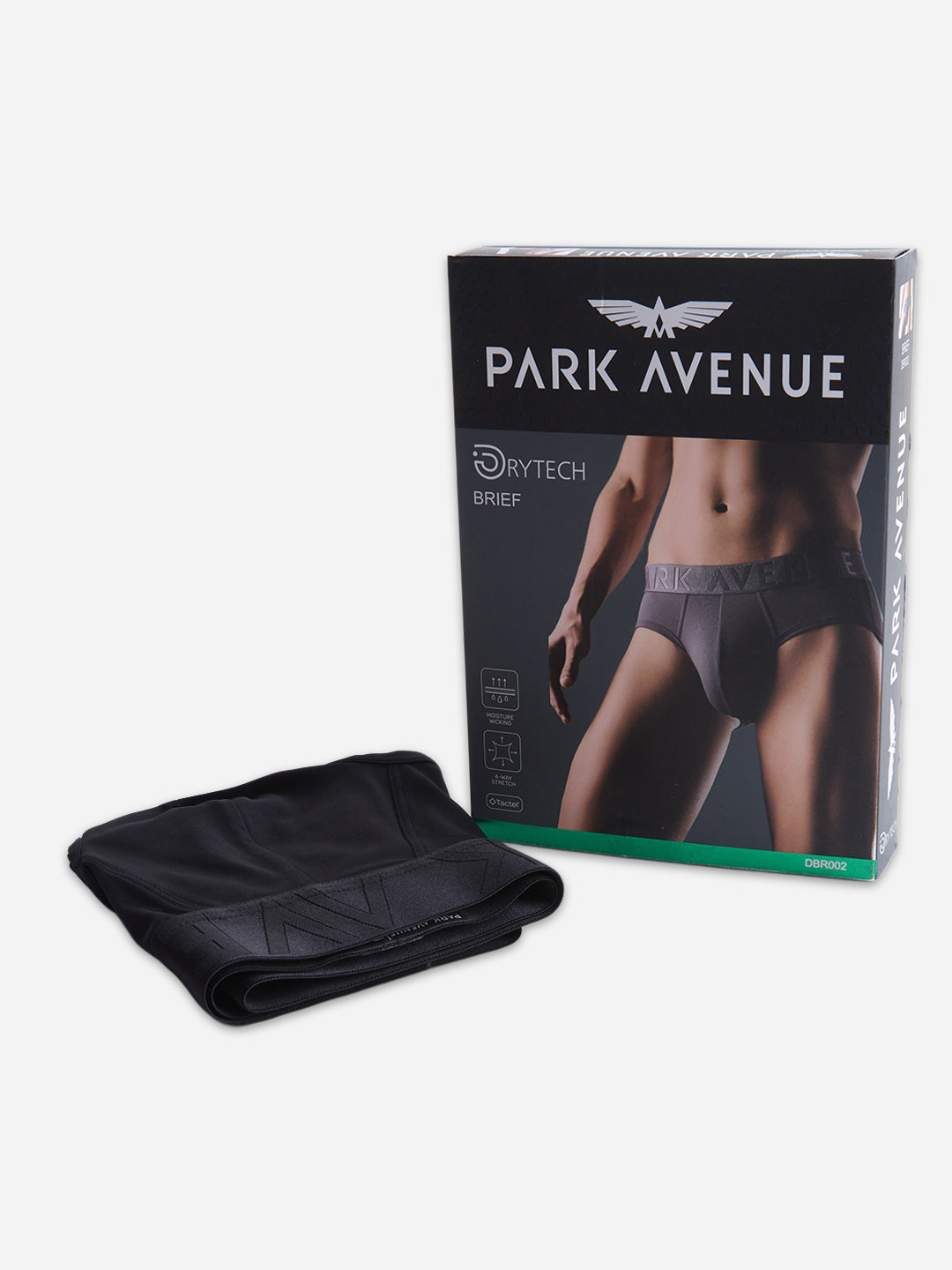 Park Avenue Men Black Tactel Nyloan Blend Brief