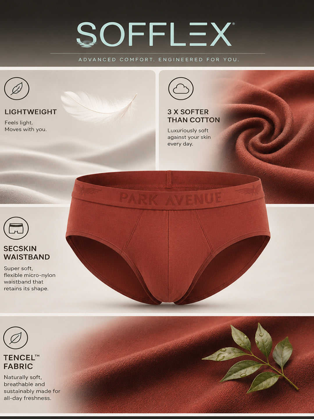 Park Avenue Men Grey Modal Blend Brief