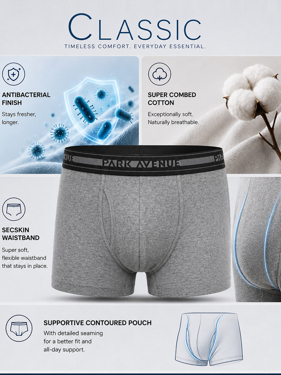 Park Avenue Men Blue Nylon Blend Trunk