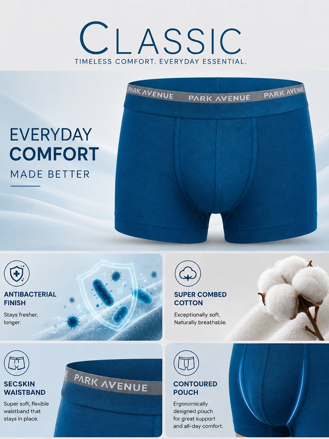 Park Avenue Men Grey Cotton Blend Trunk