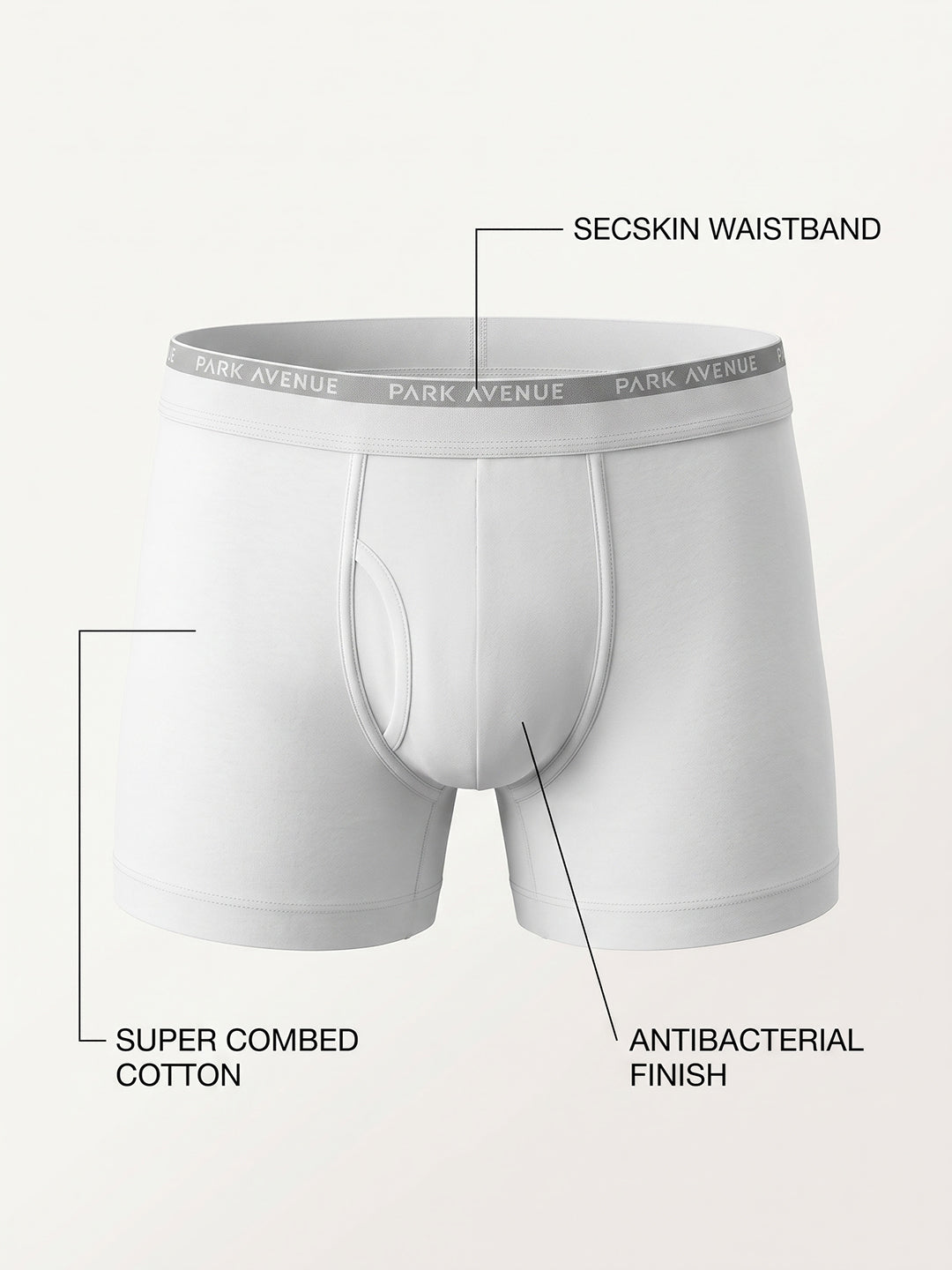 Park Avenue Men White Cotton Blend Trunk