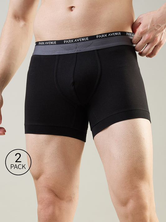 Park Avenue Men Black Cotton Blend Trunk Pack Of 2