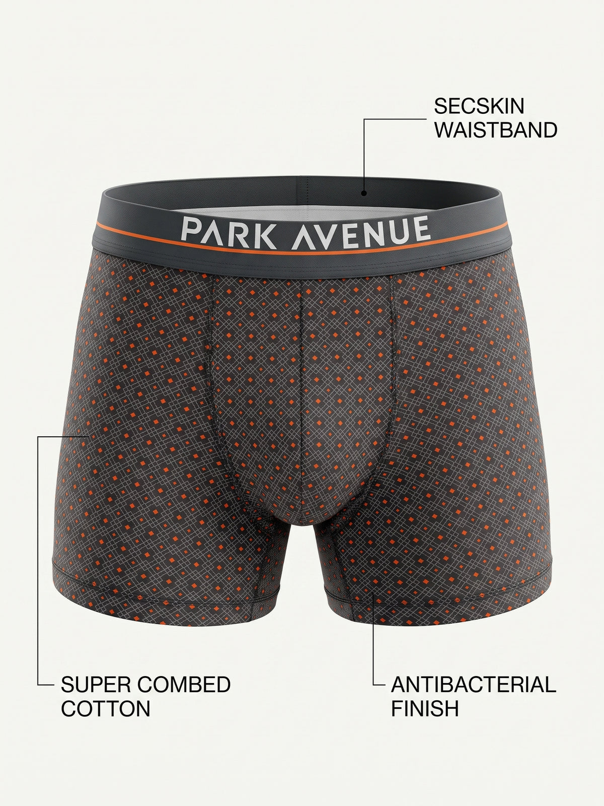 Park Avenue Men Grey Stretch Trunk