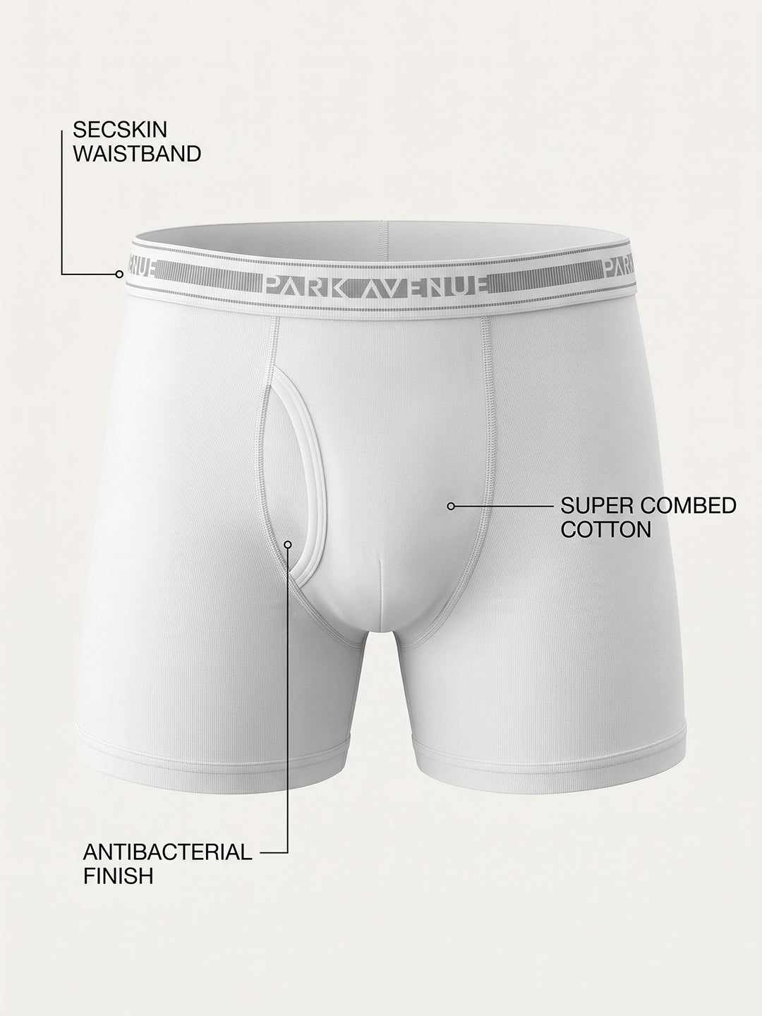 Park Avenue Men White Cotton Trunk