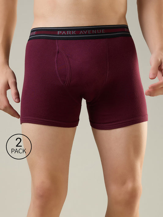 Park Avenue Men Maroon Cotton Trunk Pack Of 2