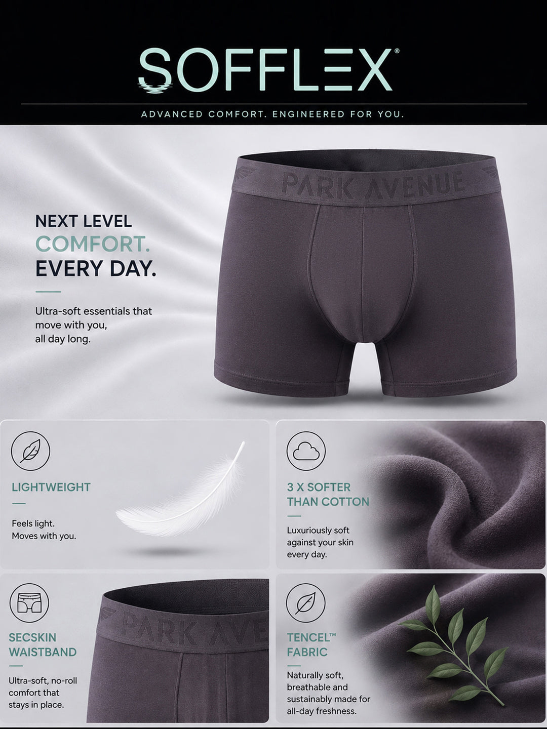 Park Avenue Men White Modal Blend Trunk