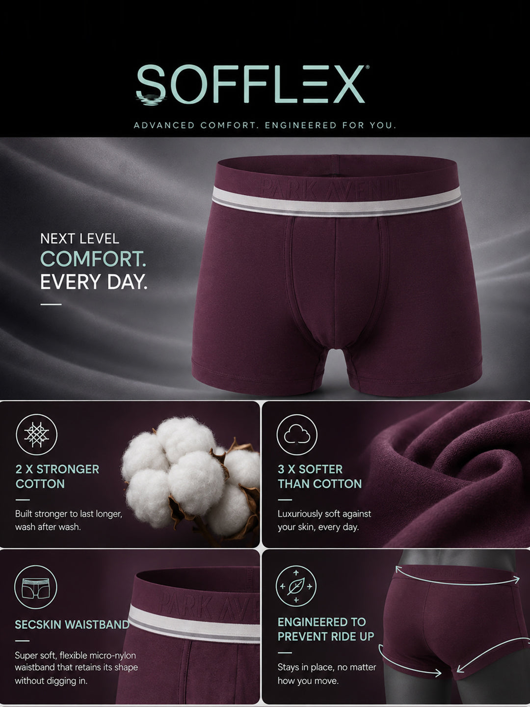 Park Avenue Men Maroon Modal Blend Trunk