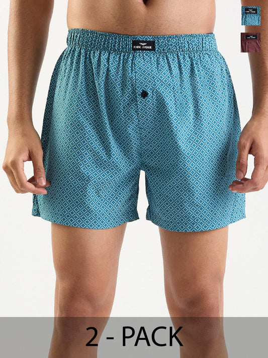 Park Avenue Men Multi-Colour Cotton Boxer Shorts Pack of 2