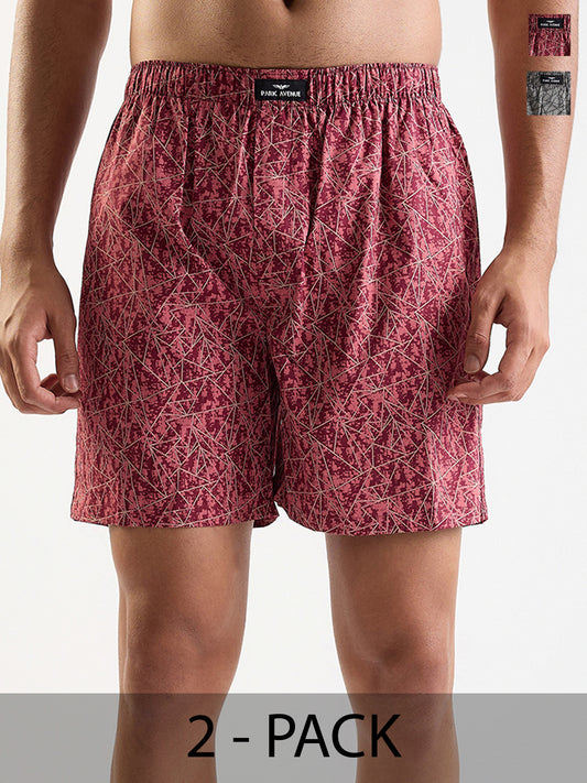 Park Avenue Men Multi-Colour Cotton Boxer Shorts Pack of 2