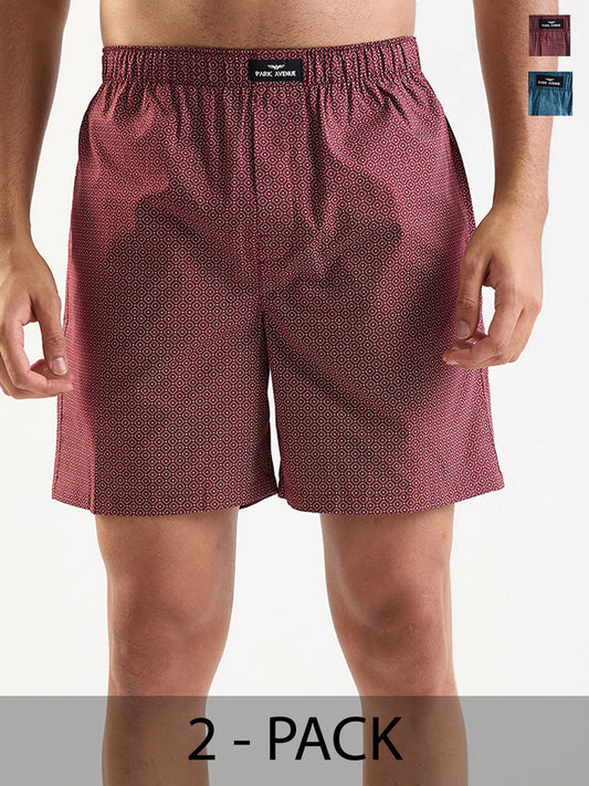 Park Avenue Men Multi-Colour Cotton Boxer Shorts Pack of 2