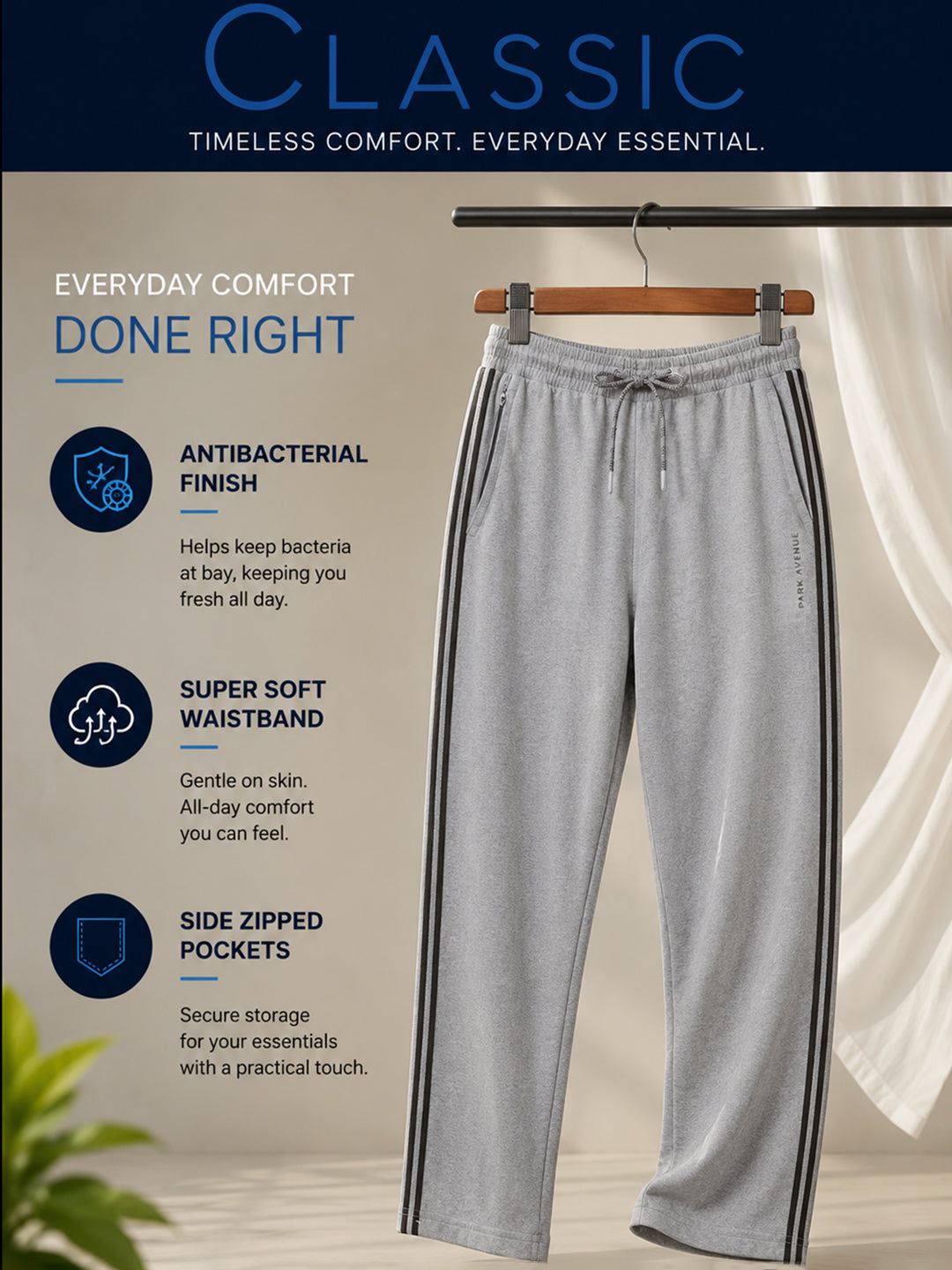 Park Avenue Men Black Trackpant