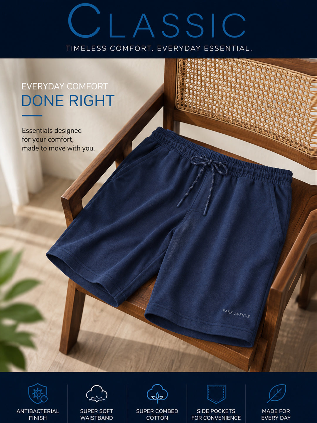 Park Avenue Men Black Shorts