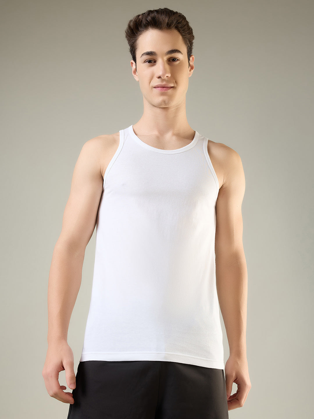 Park Avenue Men White Cotton Vest Pack Of 2